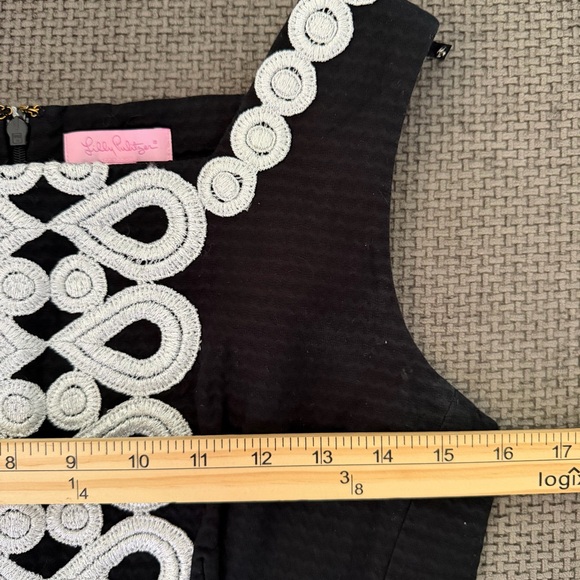 Lilly Pulitzer Adelson Shift Dress 2 Black Silver Soutache Metallic Embroidered - Picture 7 of 12